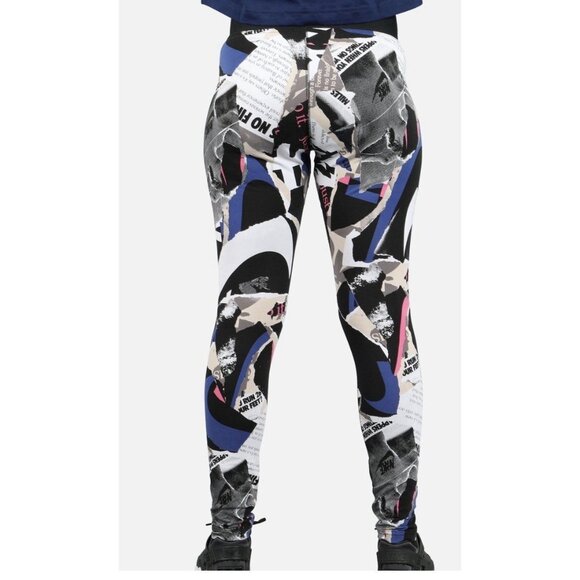 Nike Athletics Womens NEWSPAPER All Over Print Leggings Size XLarge - Picture 2 of 12